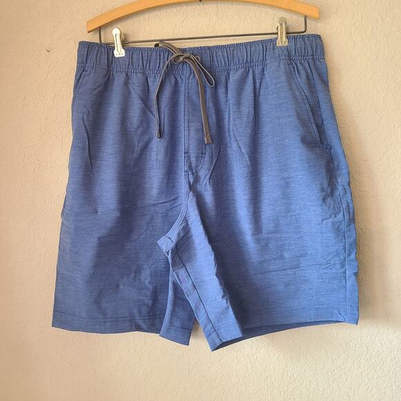 Prana Metric E-Waist‎ Shorts Swim Trunks Mens XL Blue Drawstring Organic SPF 50 - Picture 1 of 5